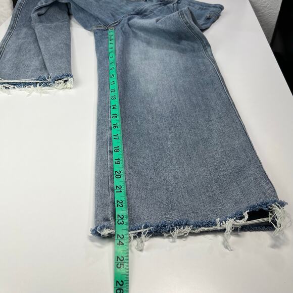 Judy Blue Wide Crop Jeans 5/27 Light Wash Blue Mid Rise Raw Hem JB88903 Stretch - Picture 12 of 13